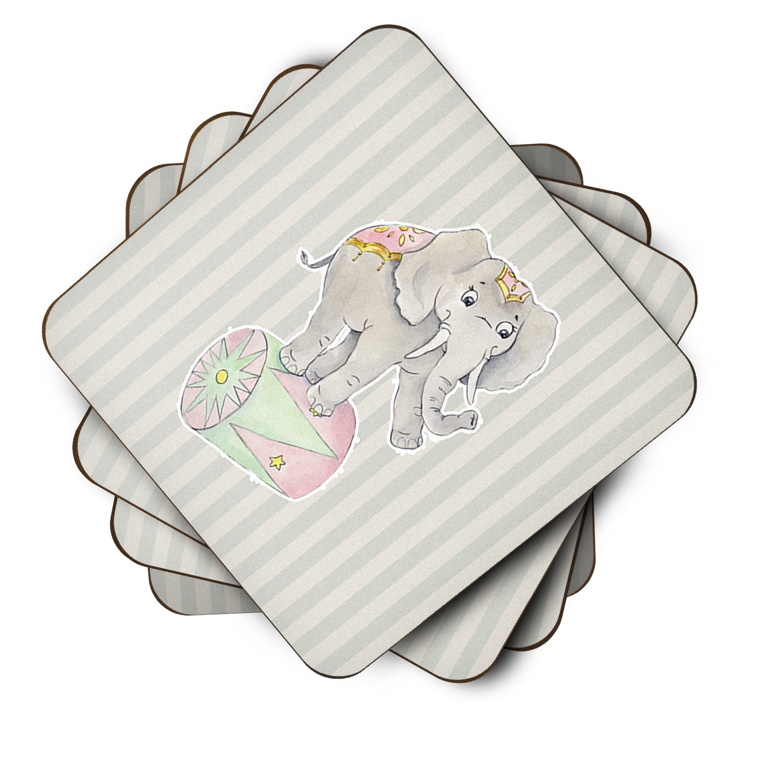 Circus Elephant Foam Coasters Set of 4 Cup Coasters for Indoor Outdoor, Tabletop Protection, Anti Slip, Mouse pad Material