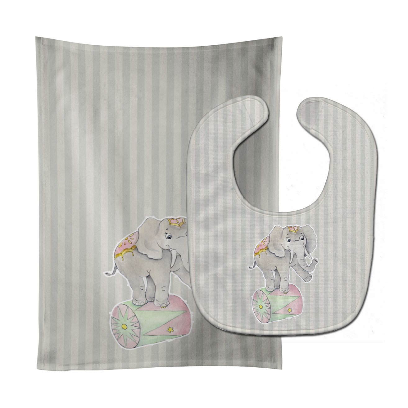 Circus Elephant Baby Bib & Burp Cloth Easy-Clean Baby Bib Baby Feeding Accessory Baby Mealtime Essential