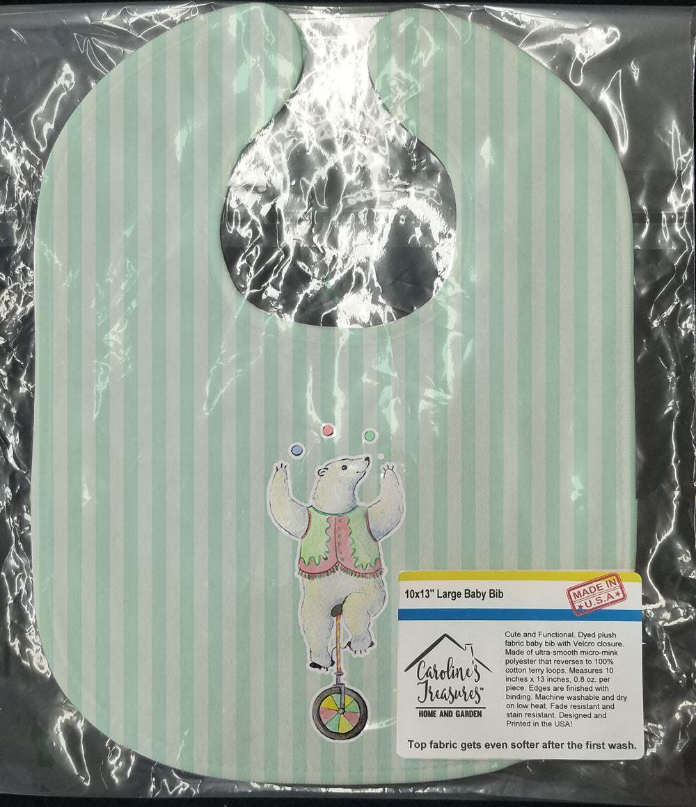 Circus Bear Baby Bib Easy-Clean Baby Bib Baby Feeding Accessory Baby Mealtime Essential, 10 x 13, Multicolor