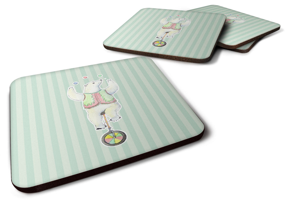 Circus Bear Foam Coasters Set of 4 Cup Coasters for Indoor Outdoor, Tabletop Protection, Anti Slip, Mouse pad Material
