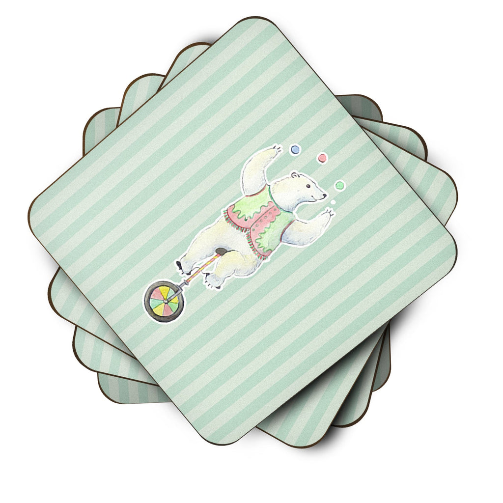 Circus Bear Foam Coasters Set of 4 Cup Coasters for Indoor Outdoor, Tabletop Protection, Anti Slip, Mouse pad Material