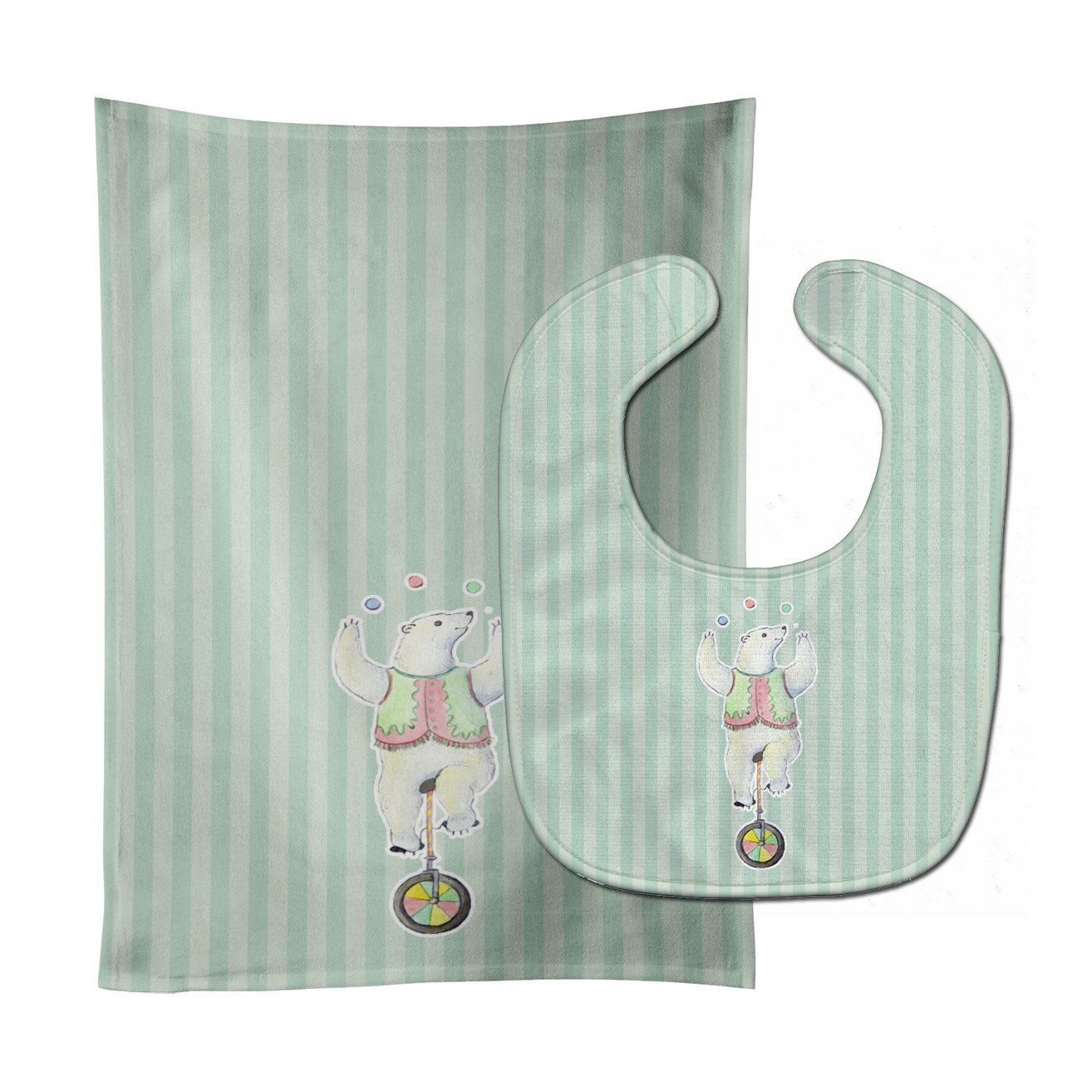 Circus Bear Baby Bib & Burp Cloth Easy-Clean Baby Bib Baby Feeding Accessory Baby Mealtime Essential