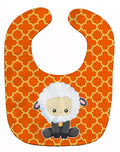 Sheep on Orange Quatrafoil Baby Bib Easy-Clean Baby Bib Baby Feeding Accessory Baby Mealtime Essential, 10 x 13, Multicolor