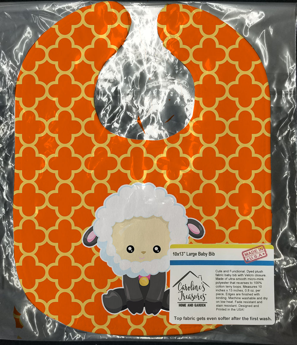 Sheep on Orange Quatrafoil Baby Bib Easy-Clean Baby Bib Baby Feeding Accessory Baby Mealtime Essential, 10 x 13, Multicolor