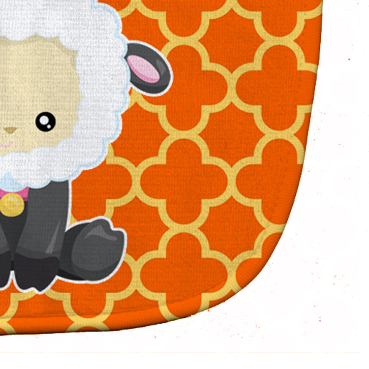 Sheep on Orange Quatrafoil Baby Bib Easy-Clean Baby Bib Baby Feeding Accessory Baby Mealtime Essential, 10 x 13, Multicolor