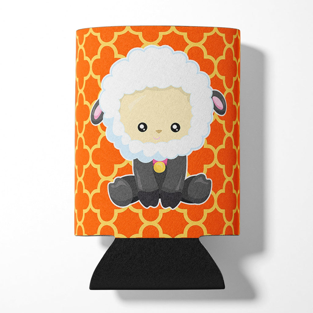 Sheep on Orange Quatrafoil Can or Bottle Hugger Cooler Sleeve for Standard 12 oz Cans, Insulated Foam Beer & Soda Can Hugger Reusable