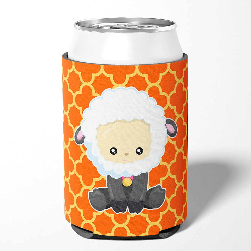 Sheep on Orange Quatrafoil Can or Bottle Hugger Cooler Sleeve for Standard 12 oz Cans, Insulated Foam Beer & Soda Can Hugger Reusable