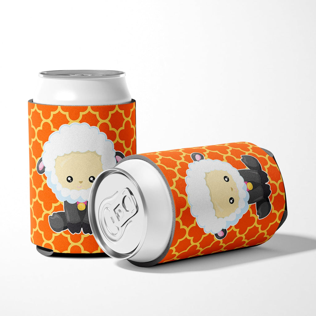 Sheep on Orange Quatrafoil Can or Bottle Hugger Cooler Sleeve for Standard 12 oz Cans, Insulated Foam Beer & Soda Can Hugger Reusable