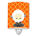 Sheep on Orange Quatrafoil Ceramic Night Light Compact, UL-Certified, Ideal for Bedroom, Bathroom, Nursery, Hallway, Kitchen, 6x4x3, Multicolor