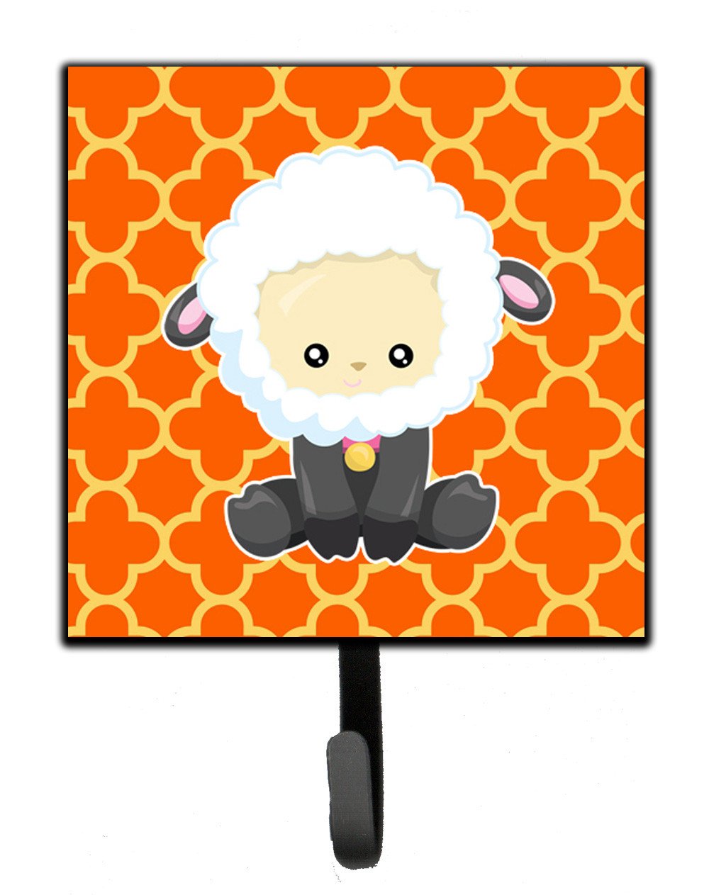 Sheep on Orange Quatrafoil Leash or Key Holder Wall Hooks, Key Hooks Holder, Coat Rack Wall Mount, Coat Hooks, Hooks for Hanging Keys, Towels, Aprons, Leashes