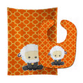 Sheep on Orange Quatrafoil Baby Bib & Burp Cloth Easy-Clean Baby Bib Baby Feeding Accessory Baby Mealtime Essential