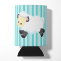 Sheep on Blue Stripes Can or Bottle Hugger Cooler Sleeve for Standard 12 oz Cans, Insulated Foam Beer & Soda Can Hugger Reusable