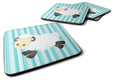 Sheep on Blue Stripes Foam Coasters Set of 4 Cup Coasters for Indoor Outdoor, Tabletop Protection, Anti Slip, Mouse pad Material