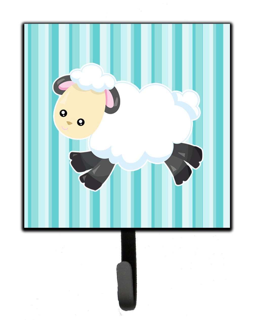 Sheep on Blue Stripes Leash or Key Holder Wall Hooks, Key Hooks Holder, Coat Rack Wall Mount, Coat Hooks, Hooks for Hanging Keys, Towels, Aprons, Leashes