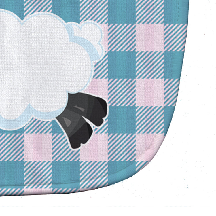 Sheep on Blue Gingham Baby Bib Easy-Clean Baby Bib Baby Feeding Accessory Baby Mealtime Essential, 10 x 13, Multicolor