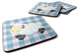 Sheep on Blue Gingham Foam Coasters Set of 4 Cup Coasters for Indoor Outdoor, Tabletop Protection, Anti Slip, Mouse pad Material