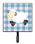 Sheep on Blue Gingham Leash or Key Holder Wall Hooks, Key Hooks Holder, Coat Rack Wall Mount, Coat Hooks, Hooks for Hanging Keys, Towels, Aprons, Leashes