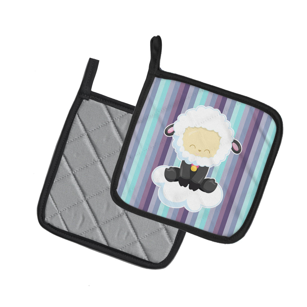 Sheep on Cloud Pot Holder Set of 2 Heat Resistant Quilted Hot Pads 7.5 x 7.5 Inch, Insulated Kitchen Trivets for Cooking & Baking