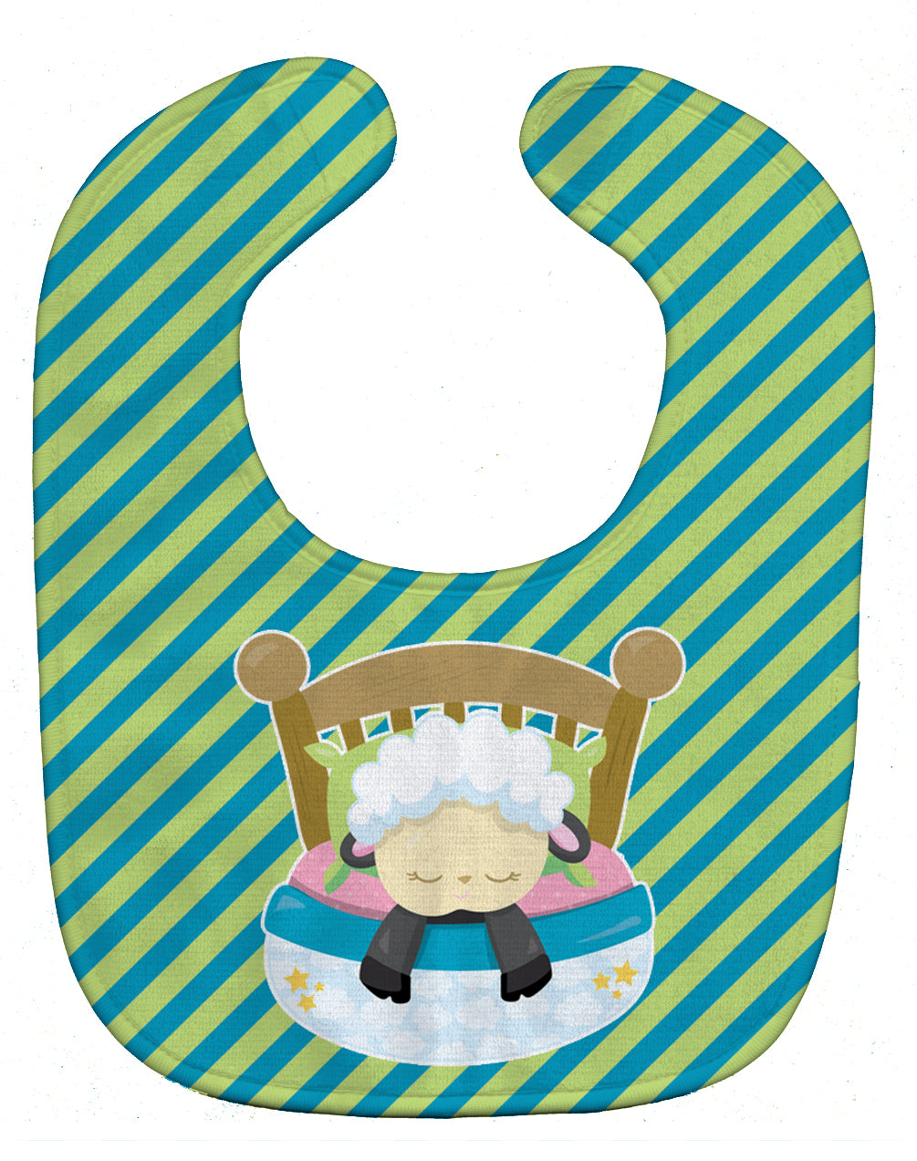 Sheep in Bed Baby Bib Easy-Clean Baby Bib Baby Feeding Accessory Baby Mealtime Essential, 10 x 13, Multicolor
