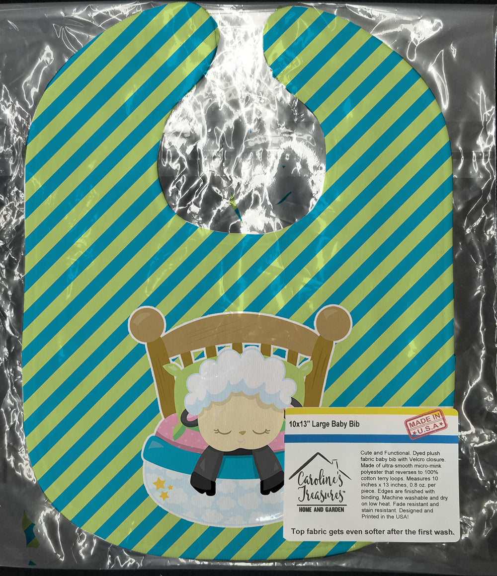 Sheep in Bed Baby Bib Easy-Clean Baby Bib Baby Feeding Accessory Baby Mealtime Essential, 10 x 13, Multicolor