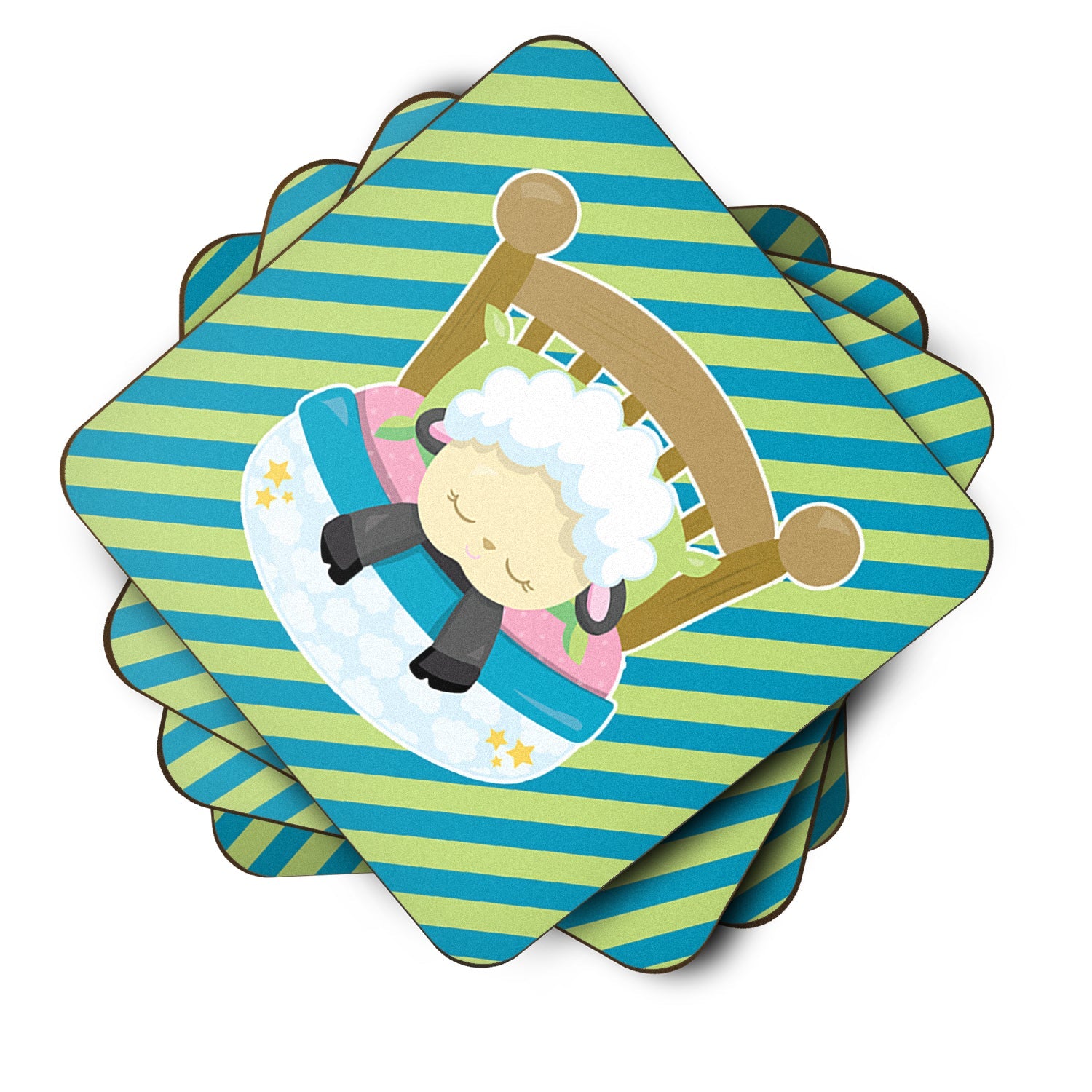 Sheep in Bed Foam Coasters Set of 4 Cup Coasters for Indoor Outdoor, Tabletop Protection, Anti Slip, Mouse pad Material