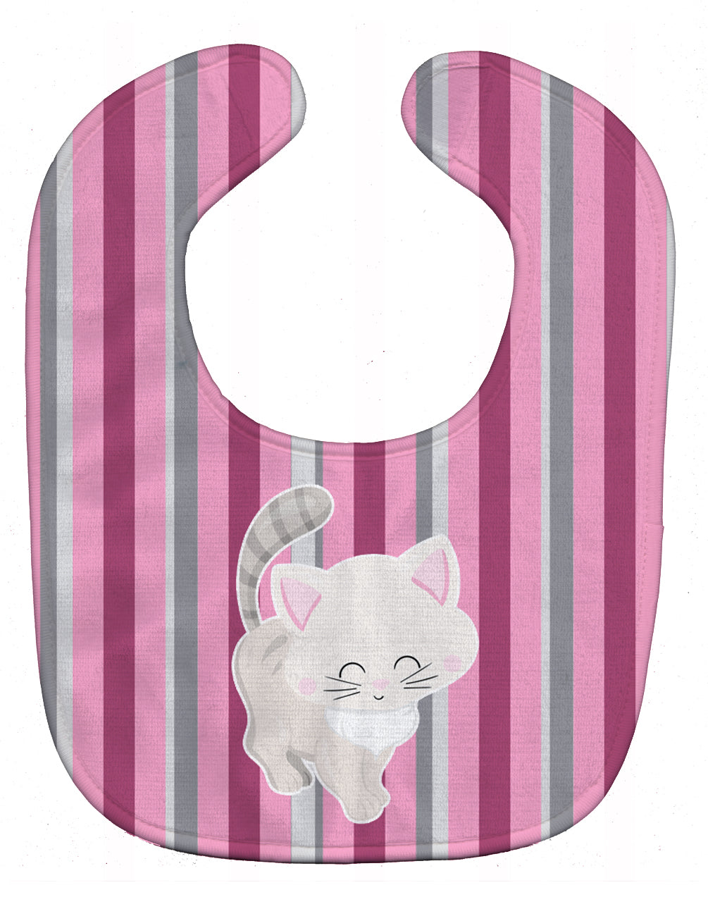Kitten Cat Pink and Gray Baby Bib Easy-Clean Baby Bib Baby Feeding Accessory Baby Mealtime Essential, 10 x 13, Multicolor