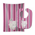 Kitten Cat Pink and Gray Baby Bib & Burp Cloth Easy-Clean Baby Bib Baby Feeding Accessory Baby Mealtime Essential