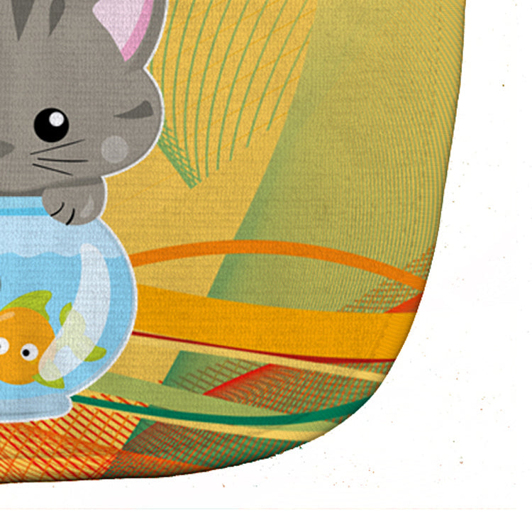Kitten in the Fish Bowl Baby Bib Easy-Clean Baby Bib Baby Feeding Accessory Baby Mealtime Essential, 10 x 13, Multicolor