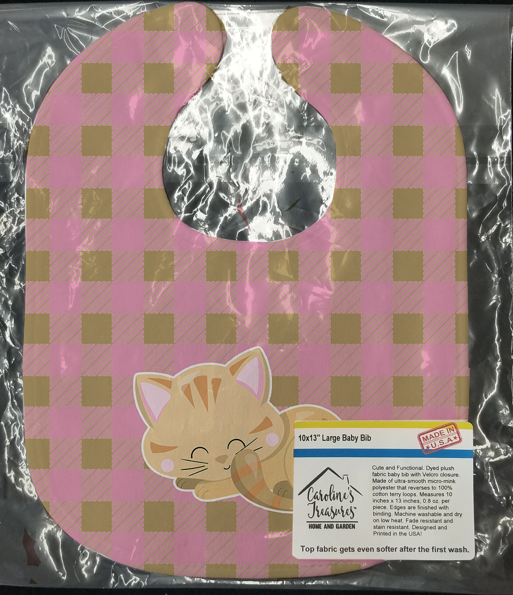 Kitten Sleeping Baby Bib Easy-Clean Baby Bib Baby Feeding Accessory Baby Mealtime Essential, 10 x 13, Multicolor
