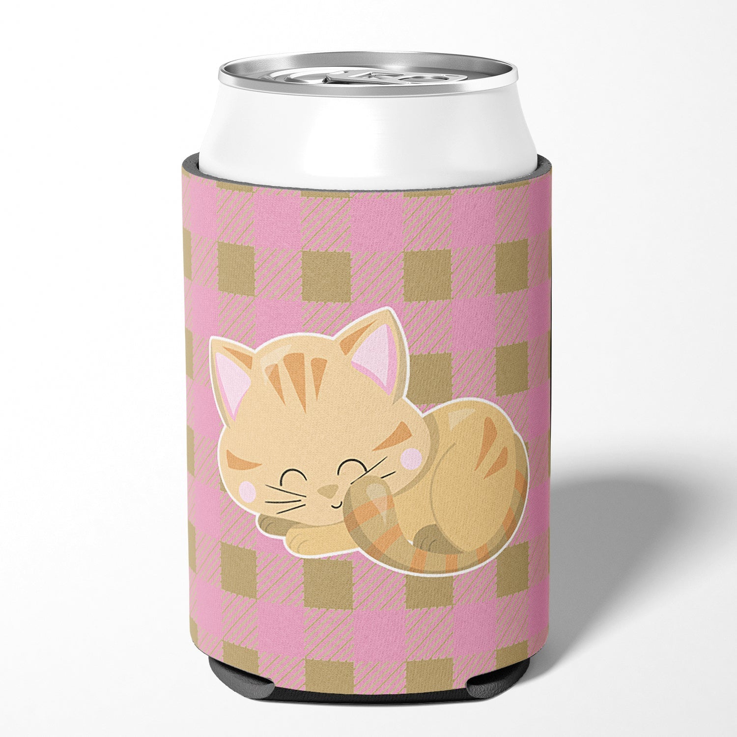 Kitten Sleeping Can or Bottle Hugger Cooler Sleeve for Standard 12 oz Cans, Insulated Foam Beer & Soda Can Hugger Reusable