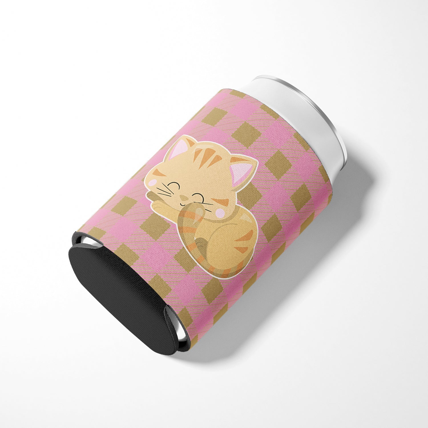 Kitten Sleeping Can or Bottle Hugger Cooler Sleeve for Standard 12 oz Cans, Insulated Foam Beer & Soda Can Hugger Reusable