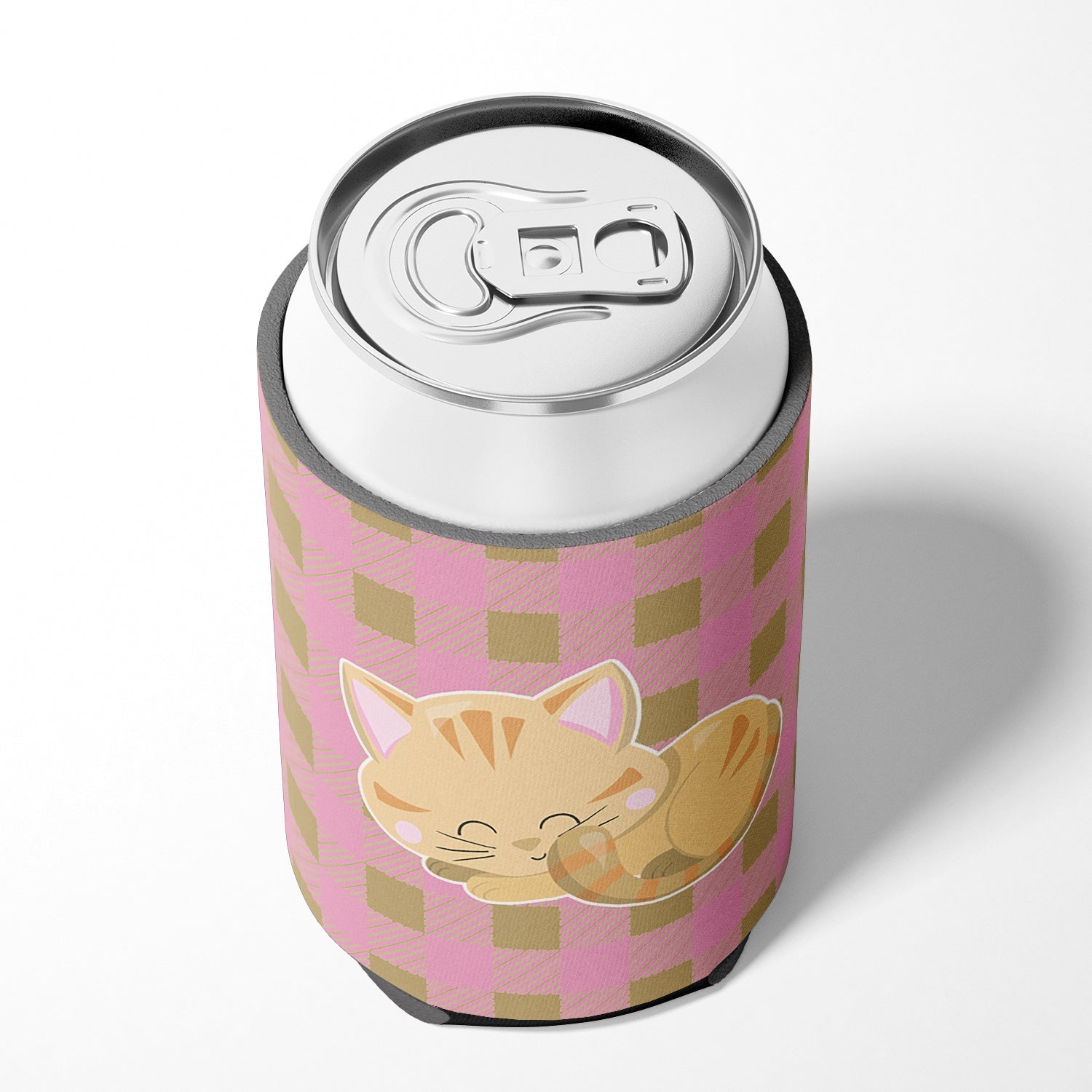 Kitten Sleeping Can or Bottle Hugger Cooler Sleeve for Standard 12 oz Cans, Insulated Foam Beer & Soda Can Hugger Reusable