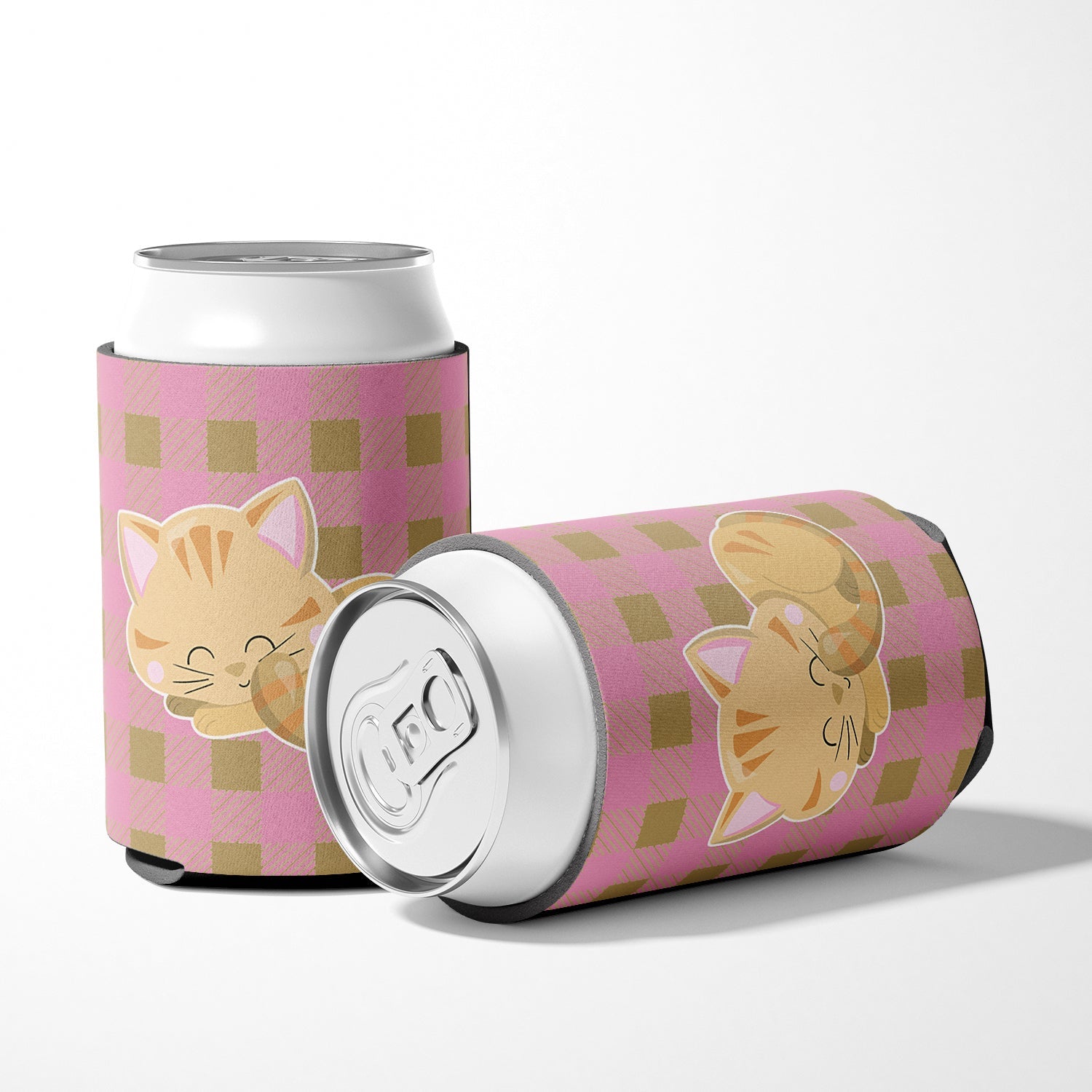Kitten Sleeping Can or Bottle Hugger Cooler Sleeve for Standard 12 oz Cans, Insulated Foam Beer & Soda Can Hugger Reusable