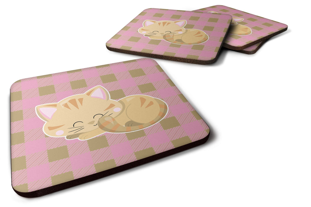 Kitten Sleeping Foam Coasters Set of 4 Cup Coasters for Indoor Outdoor, Tabletop Protection, Anti Slip, Mouse pad Material