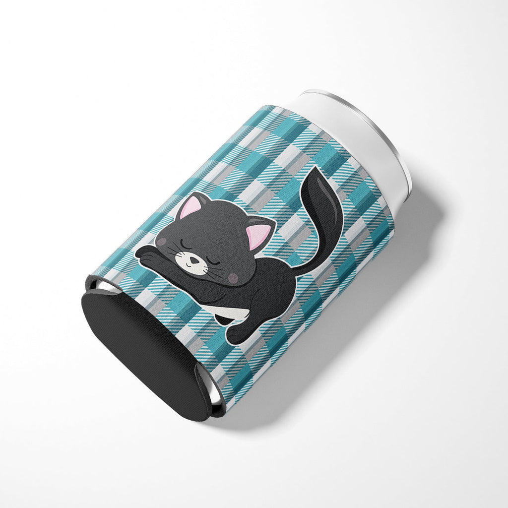 Little Black Cat Kitten Can or Bottle Hugger Cooler Sleeve for Standard 12 oz Cans, Insulated Foam Beer & Soda Can Hugger Reusable