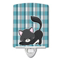 Little Black Cat Kitten Ceramic Night Light Compact, UL-Certified, Ideal for Bedroom, Bathroom, Nursery, Hallway, Kitchen, 6x4x3, Multicolor