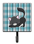 Little Black Cat Kitten Leash or Key Holder Wall Hooks, Key Hooks Holder, Coat Rack Wall Mount, Coat Hooks, Hooks for Hanging Keys, Towels, Aprons, Leashes