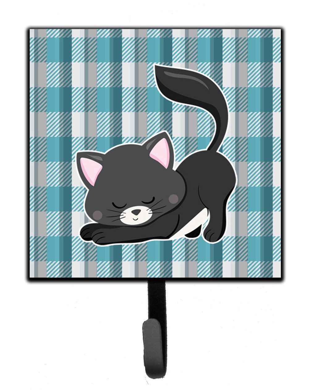 Little Black Cat Kitten Leash or Key Holder Wall Hooks, Key Hooks Holder, Coat Rack Wall Mount, Coat Hooks, Hooks for Hanging Keys, Towels, Aprons, Leashes