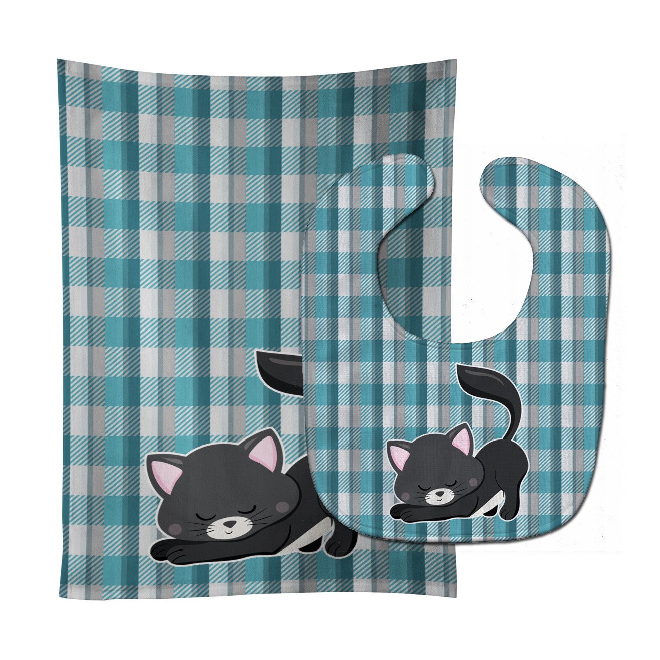 Little Black Cat Kitten Baby Bib & Burp Cloth Easy-Clean Baby Bib Baby Feeding Accessory Baby Mealtime Essential