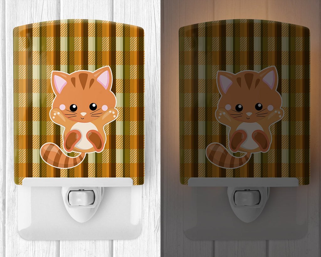 Hooray Kitten Ceramic Night Light Compact, UL-Certified, Ideal for Bedroom, Bathroom, Nursery, Hallway, Kitchen, 6x4x3, Multicolor