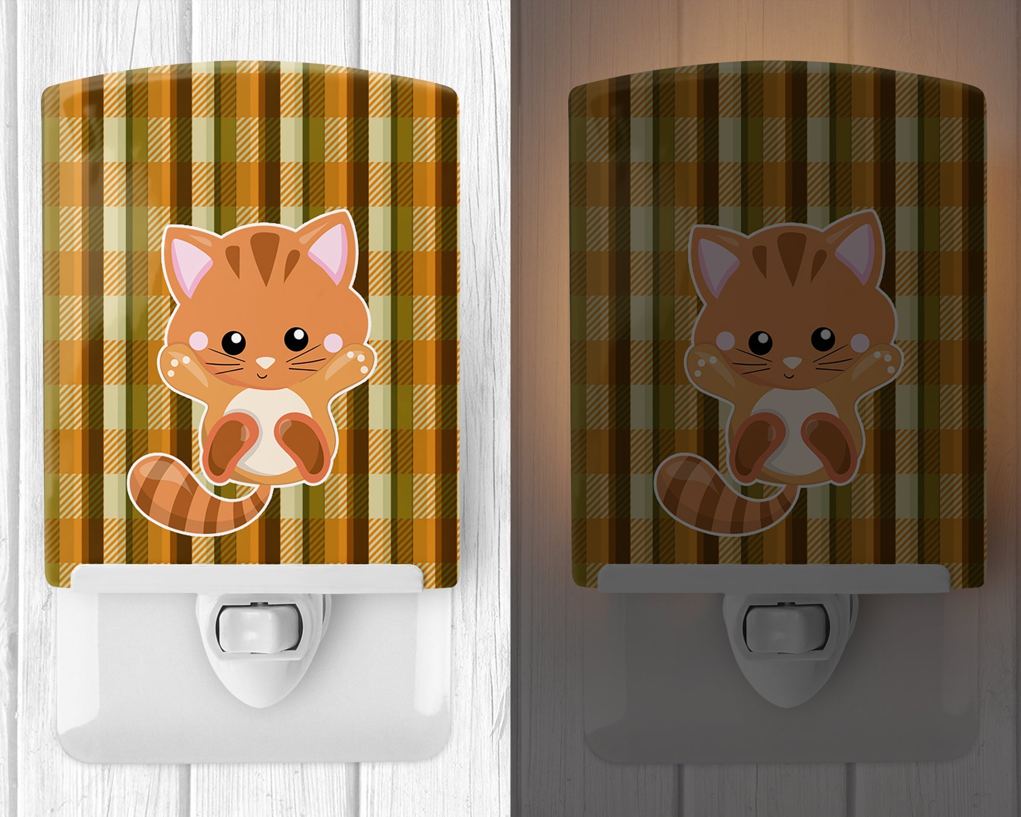 Hooray Kitten Ceramic Night Light Compact, UL-Certified, Ideal for Bedroom, Bathroom, Nursery, Hallway, Kitchen, 6x4x3, Multicolor
