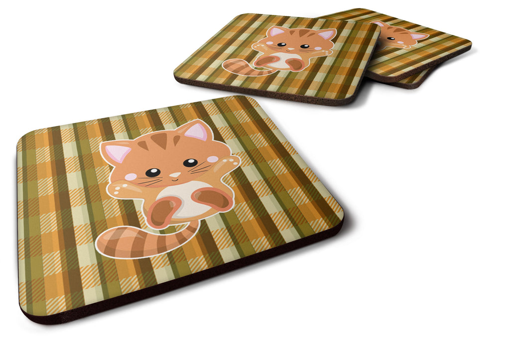Hooray Kitten Foam Coasters Set of 4 Cup Coasters for Indoor Outdoor, Tabletop Protection, Anti Slip, Mouse pad Material