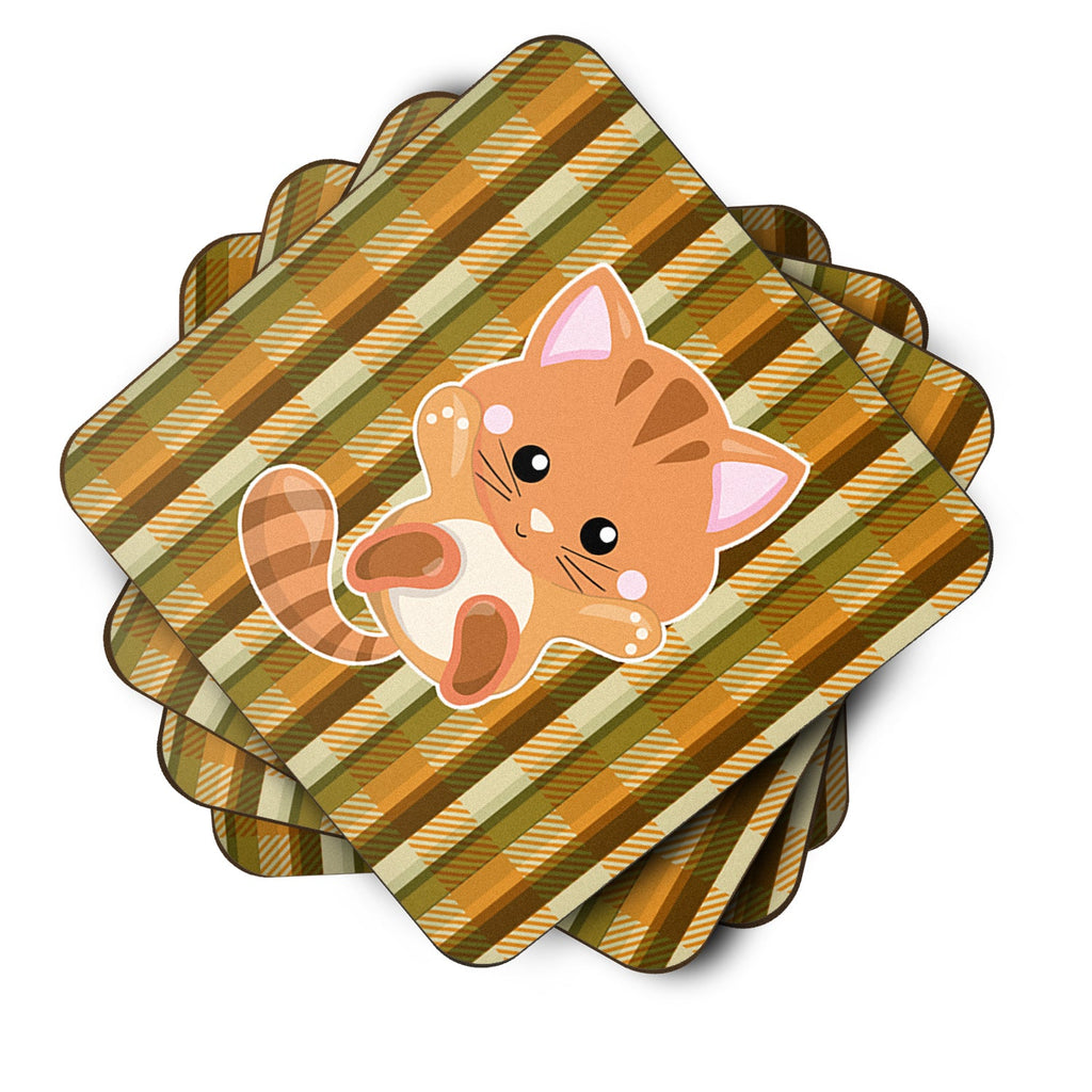 Hooray Kitten Foam Coasters Set of 4 Cup Coasters for Indoor Outdoor, Tabletop Protection, Anti Slip, Mouse pad Material