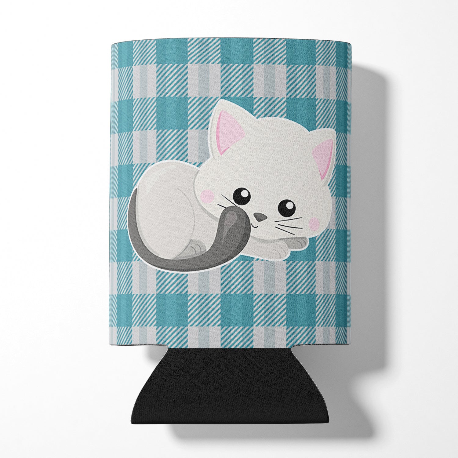 White Kitten Can or Bottle Hugger Cooler Sleeve for Standard 12 oz Cans, Insulated Foam Beer & Soda Can Hugger Reusable