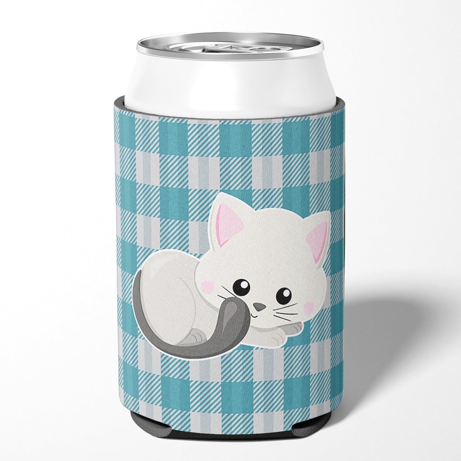 White Kitten Can or Bottle Hugger Cooler Sleeve for Standard 12 oz Cans, Insulated Foam Beer & Soda Can Hugger Reusable