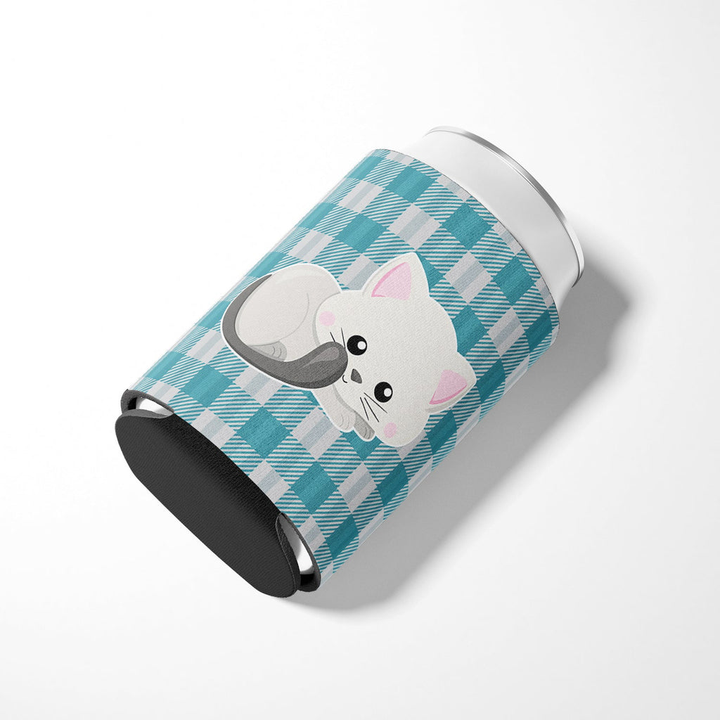 White Kitten Can or Bottle Hugger Cooler Sleeve for Standard 12 oz Cans, Insulated Foam Beer & Soda Can Hugger Reusable