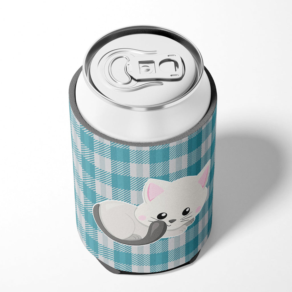 White Kitten Can or Bottle Hugger Cooler Sleeve for Standard 12 oz Cans, Insulated Foam Beer & Soda Can Hugger Reusable
