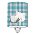 White Kitten Ceramic Night Light Compact, UL-Certified, Ideal for Bedroom, Bathroom, Nursery, Hallway, Kitchen, 6x4x3, Multicolor