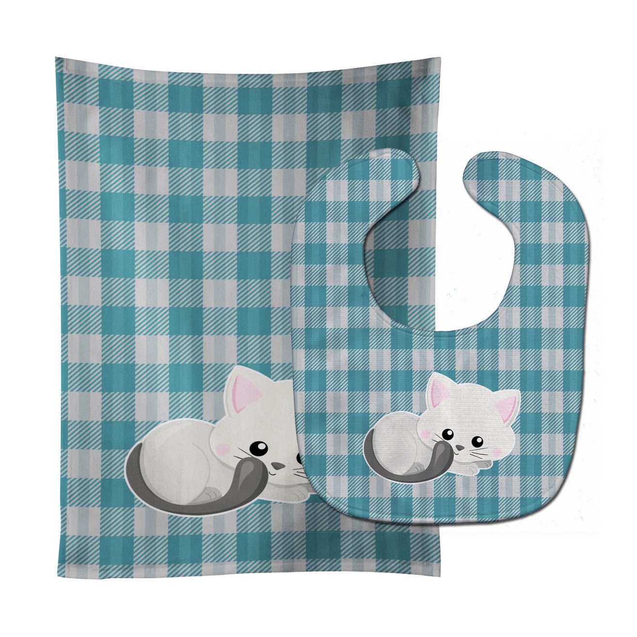 White Kitten Baby Bib & Burp Cloth Easy-Clean Baby Bib Baby Feeding Accessory Baby Mealtime Essential