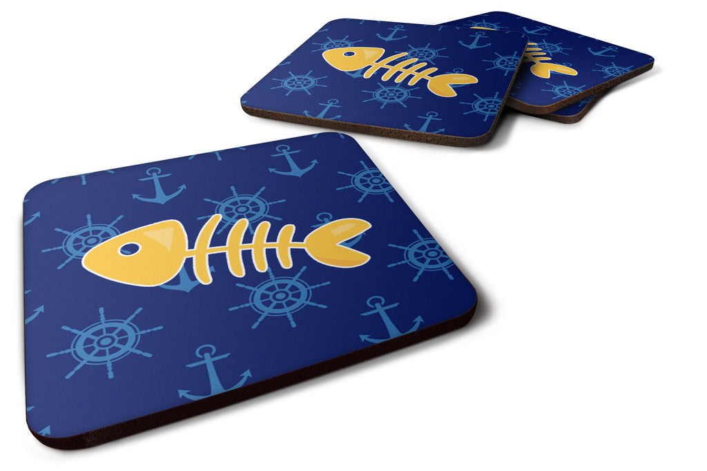 Fish Bones Foam Coasters Set of 4 Cup Coasters for Indoor Outdoor, Tabletop Protection, Anti Slip, Mouse pad Material